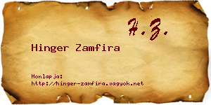 Hinger Zamfira névjegykártya
